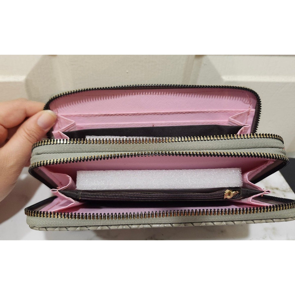 Braided Pattern Glossy Wallet In Gray - Picture 8 of 8